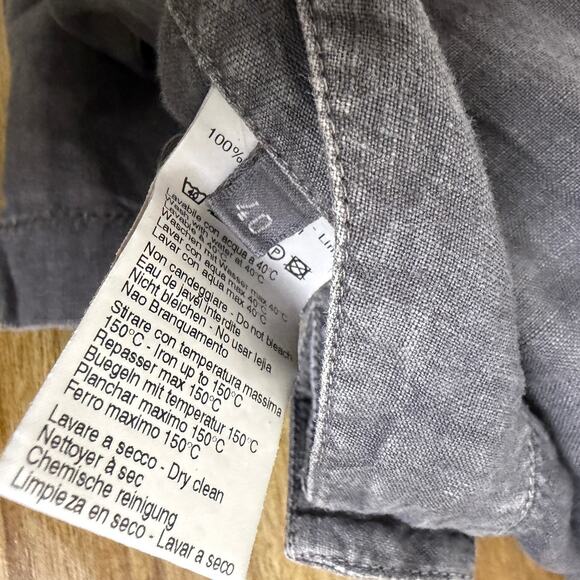 120% Lino Gray Straight Leg Linen Pants Pleated Low Rise Washed Womens EU 40 - Picture 9 of 10